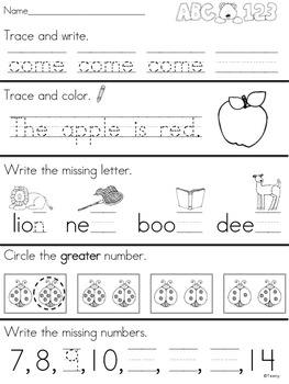 Kindergarten Morning Work continued - Daily Language Arts and Math
